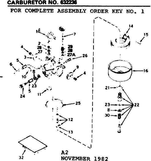 Replacement Parts Diagram and Parts List for 143632236  Craftsman Lawn Mower