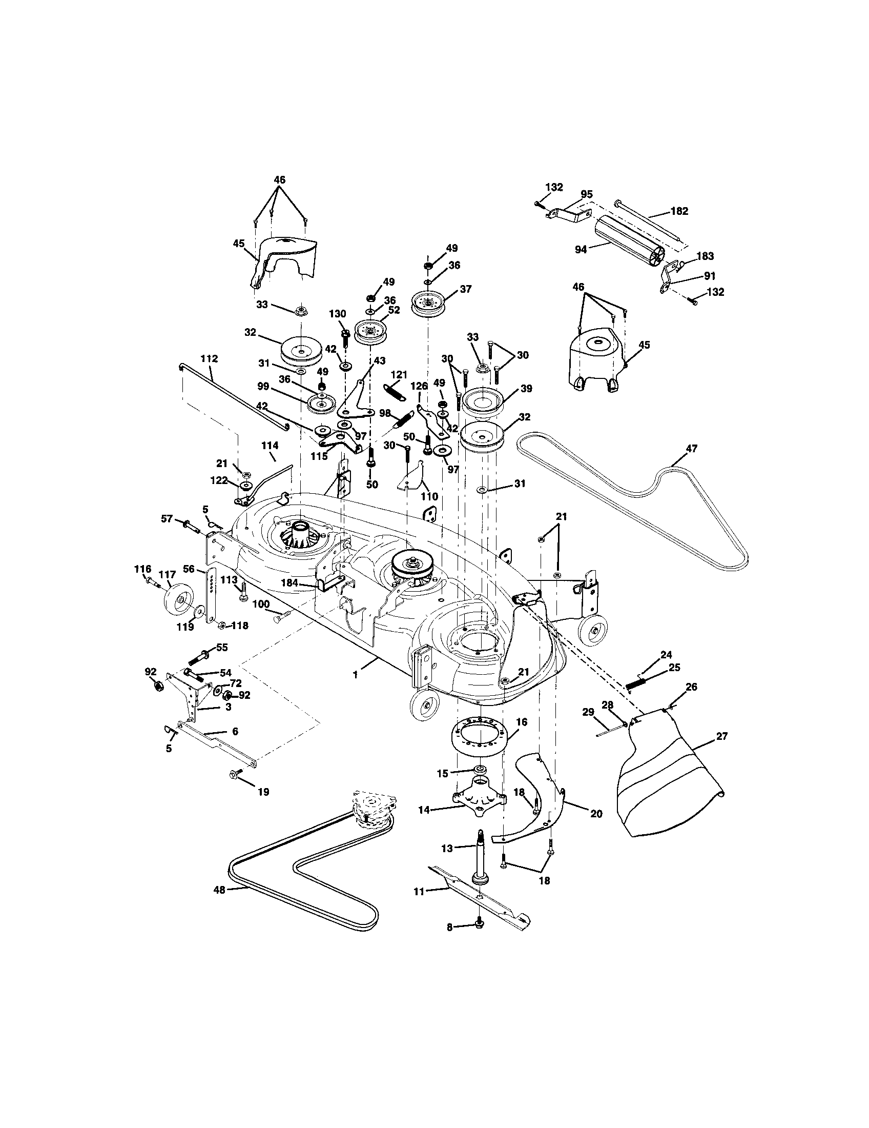 Mower Deck Diagram and Parts List for 917272247  Craftsman Lawn Tractor