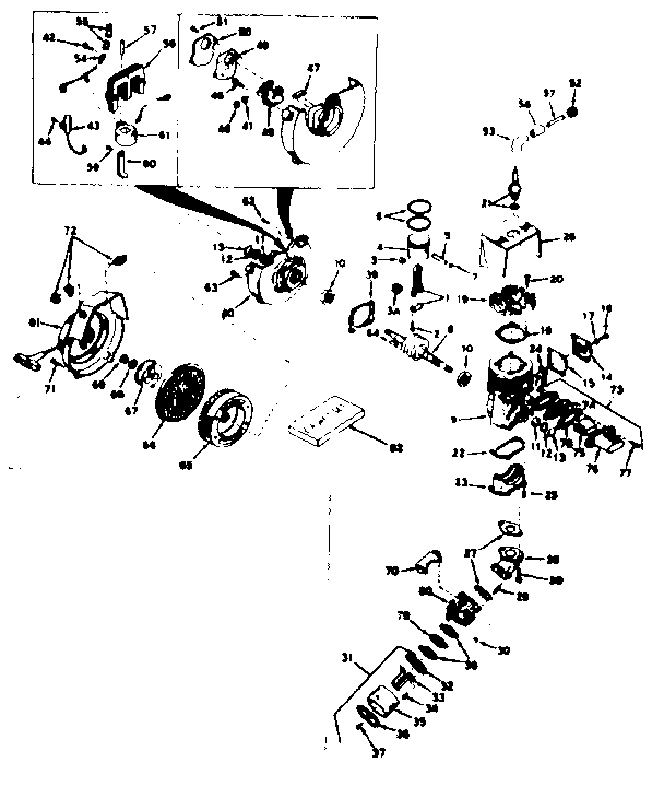 Engine Diagram and Parts List for 917350721  Craftsman Chainsaw