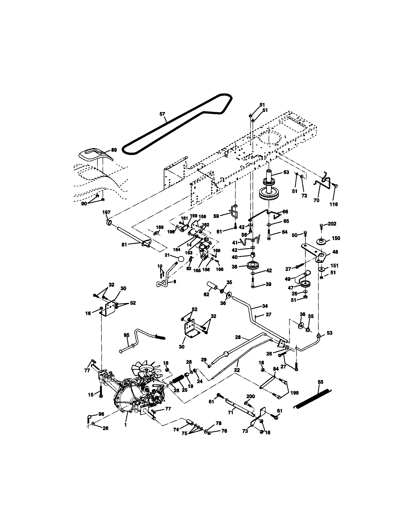 Ground Drive Diagram and Parts List for 917270740  Craftsman Lawn Tractor