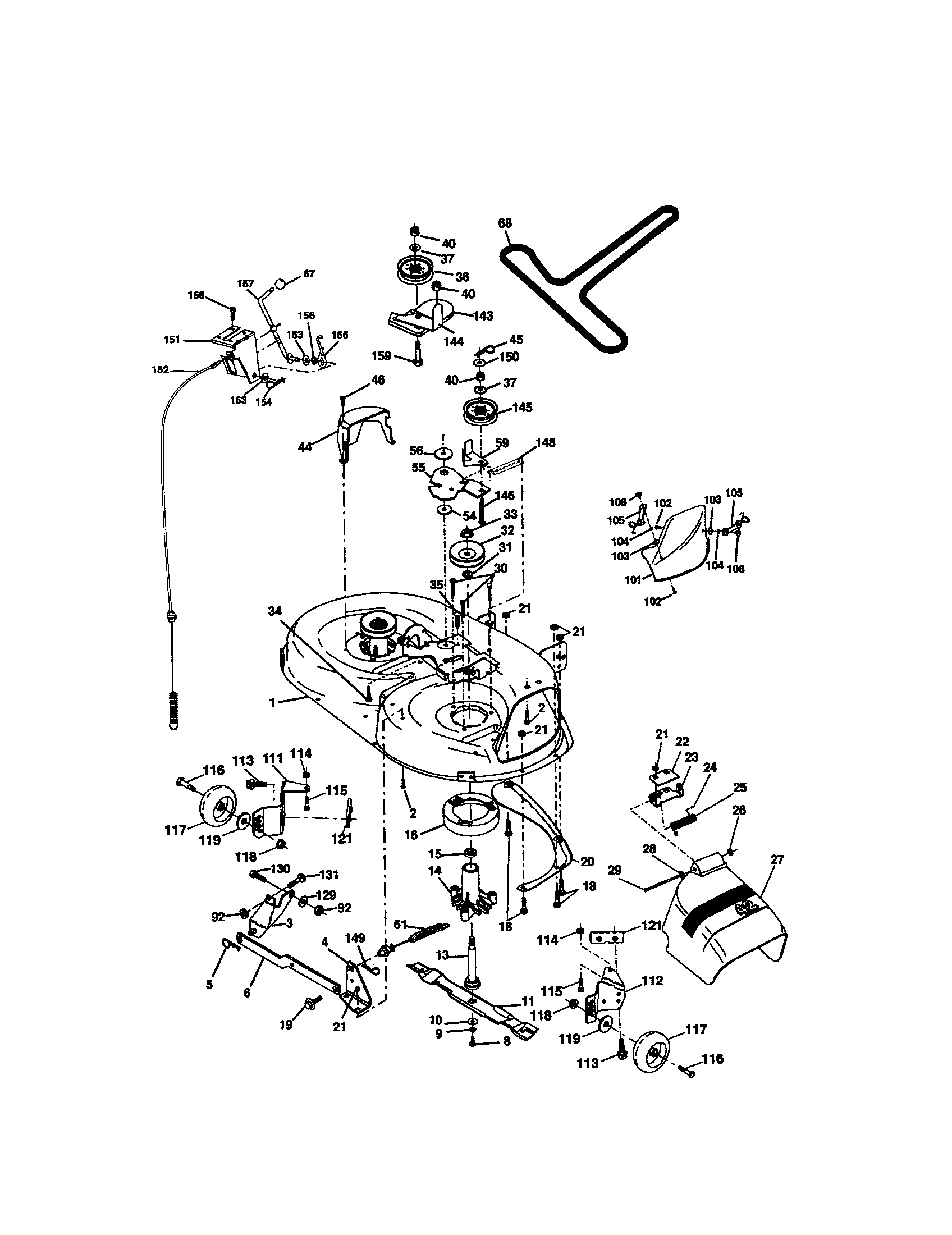Mower Deck Diagram and Parts List for 917271730  Craftsman Lawn Tractor