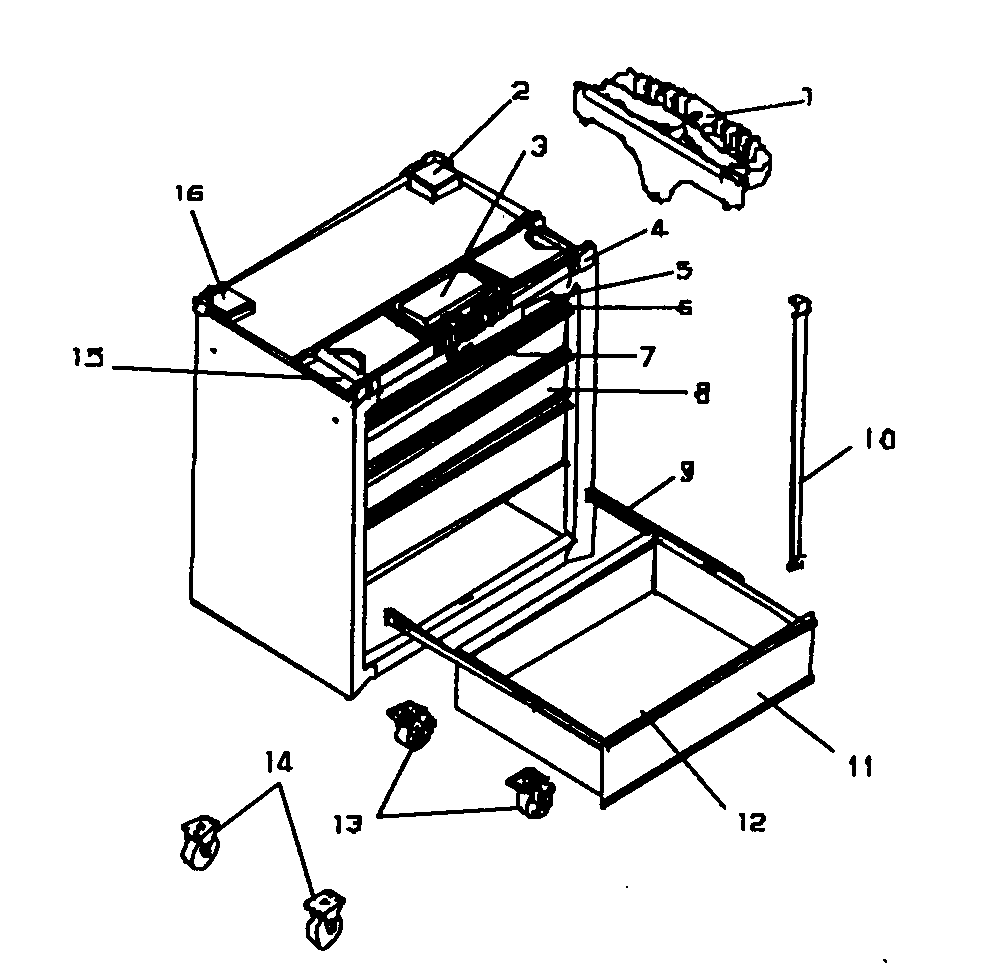 Roll Away Diagram and Parts List for 706597871  Craftsman Tool Stand & Cart
