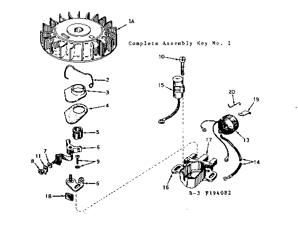 Magneto Diagram and Parts List for 143194082  Craftsman Engine