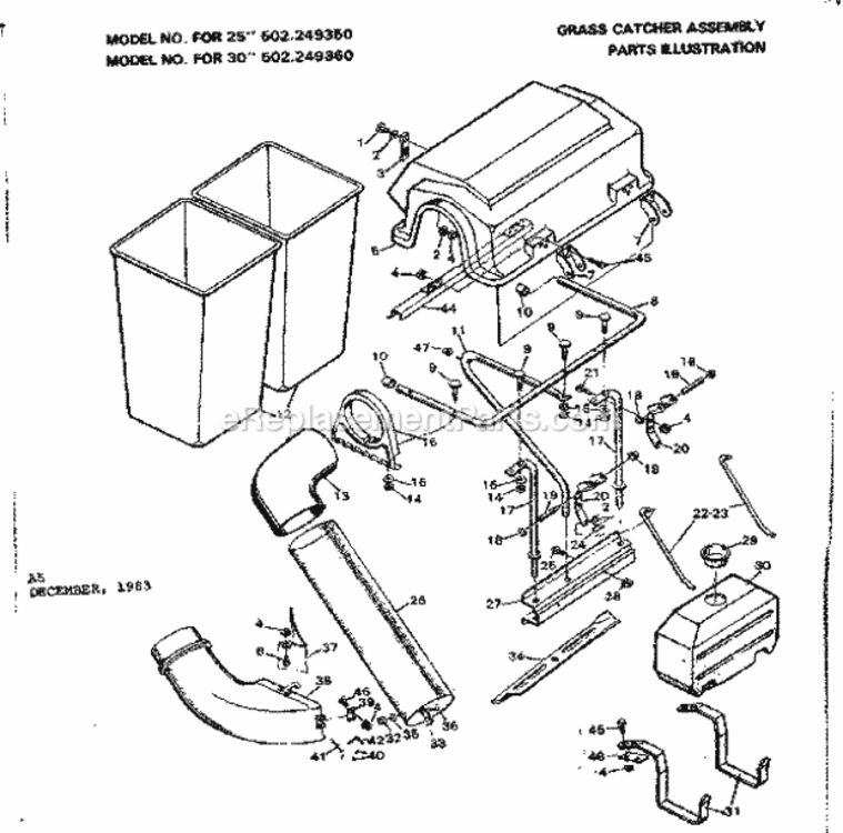 Page A Diagram and Parts List for 502249360  Craftsman Lawn Tractor Accessories
