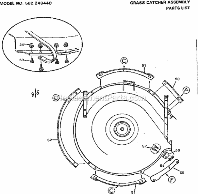 Page B Diagram and Parts List for 502249440  Craftsman Lawn Tractor Accessories