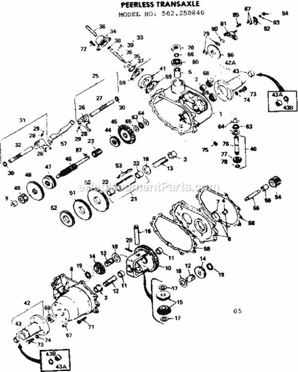Page G Diagram and Parts List for 502250840  Craftsman Lawn Tractor