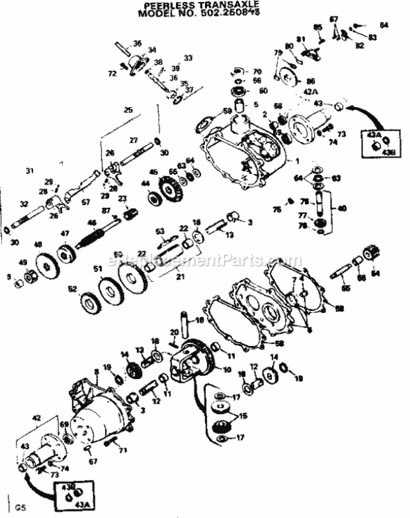Page G Diagram and Parts List for 502250843  Craftsman Lawn Tractor