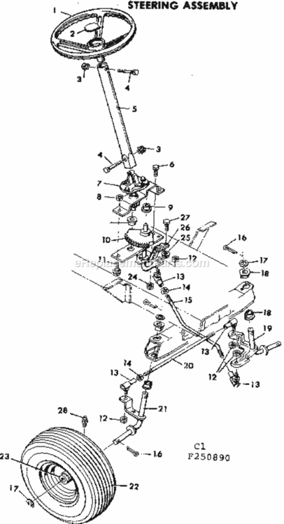 Page C Diagram and Parts List for 502250890  Craftsman Lawn Tractor