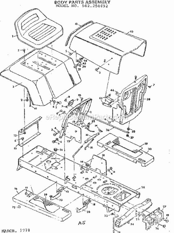 Page A Diagram and Parts List for 502250892  Craftsman Lawn Tractor