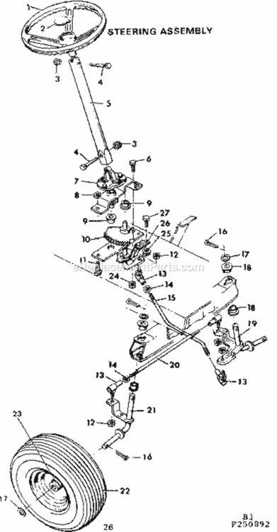 Page B Diagram and Parts List for 502250892  Craftsman Lawn Tractor