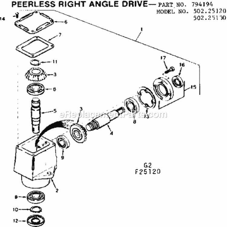 Page G Diagram and Parts List for 50225130  Craftsman Lawn Tractor
