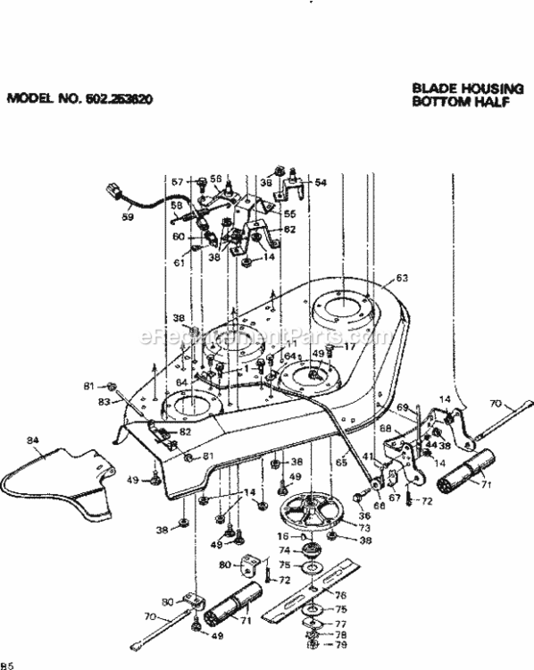 Page B Diagram and Parts List for 502253620  Craftsman Lawn Tractor