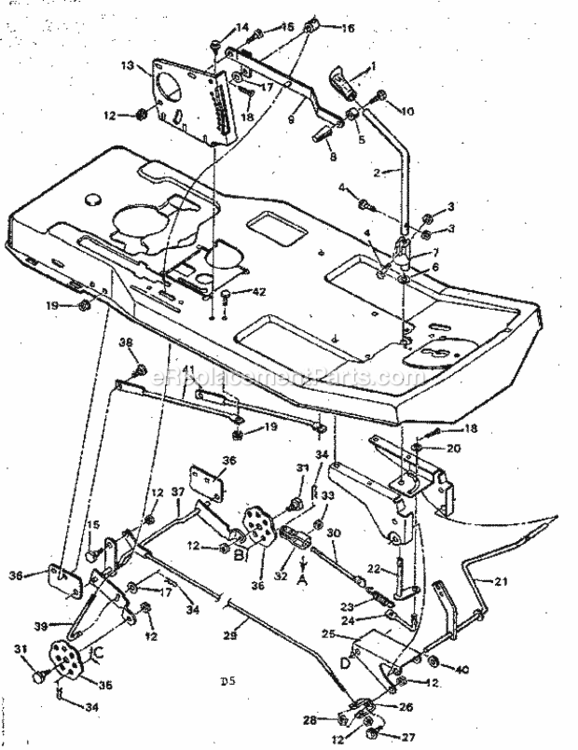 Page E Diagram and Parts List for 502254151  Craftsman Lawn Tractor