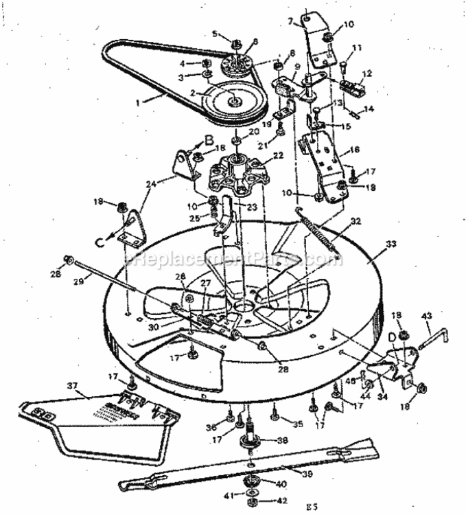 Page F Diagram and Parts List for 502254151  Craftsman Lawn Tractor