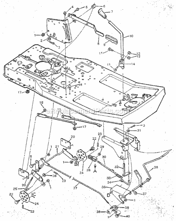 Page D Diagram and Parts List for 502254180  Craftsman Lawn Tractor
