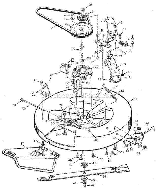 Page E Diagram and Parts List for 502254190  Craftsman Lawn Tractor