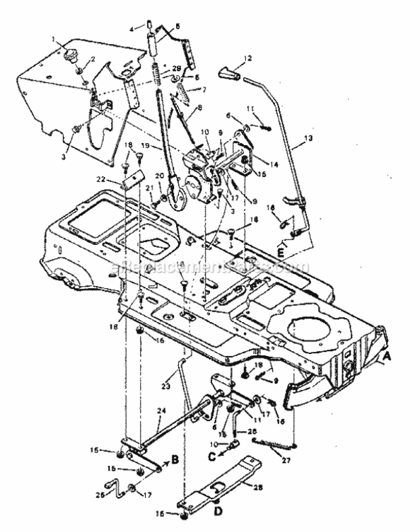 Page E Diagram and Parts List for 502254290  Craftsman Lawn Tractor