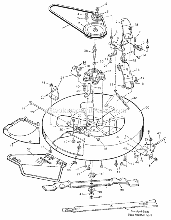 Page E Diagram and Parts List for 502255010  Craftsman Lawn Tractor
