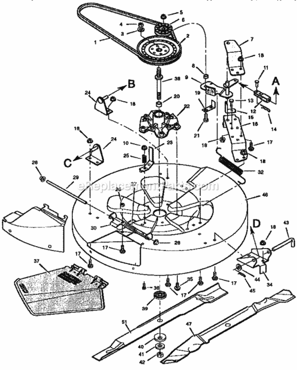 Page E Diagram and Parts List for 502255030  Craftsman Lawn Tractor