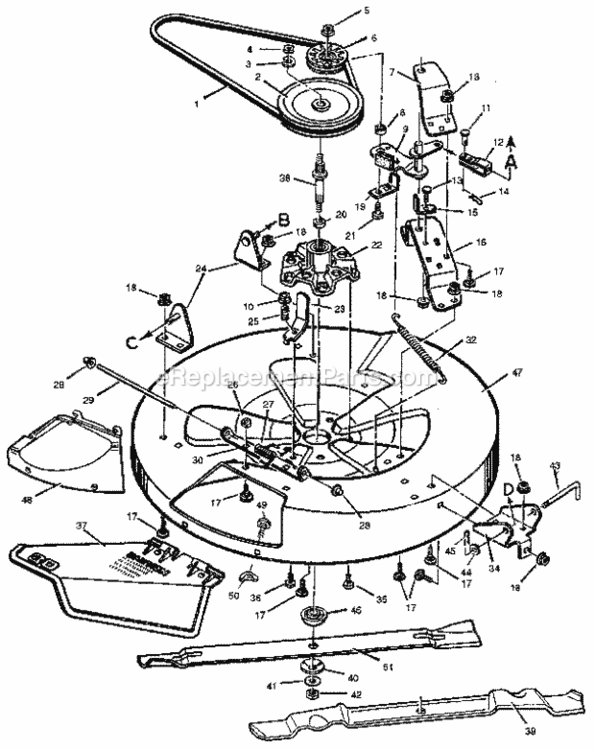 Page E Diagram and Parts List for 502255050  Craftsman Lawn Tractor