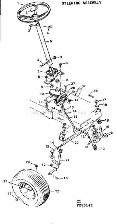 Page C Diagram and Parts List for 502255142  Craftsman Lawn Tractor