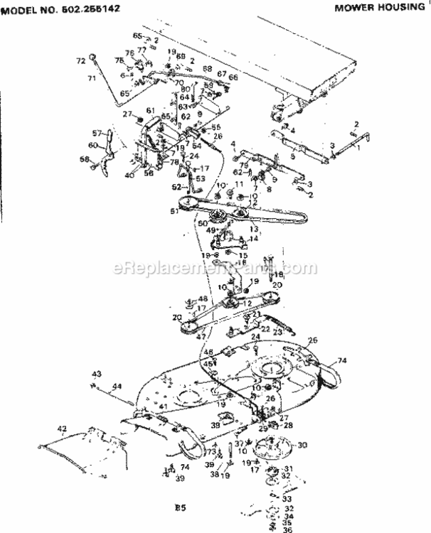 Page E Diagram and Parts List for 502255142  Craftsman Lawn Tractor