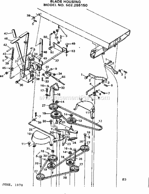 Page E Diagram and Parts List for 502255150  Craftsman Lawn Tractor