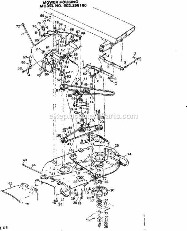 Page E Diagram and Parts List for 502255160  Craftsman Lawn Tractor