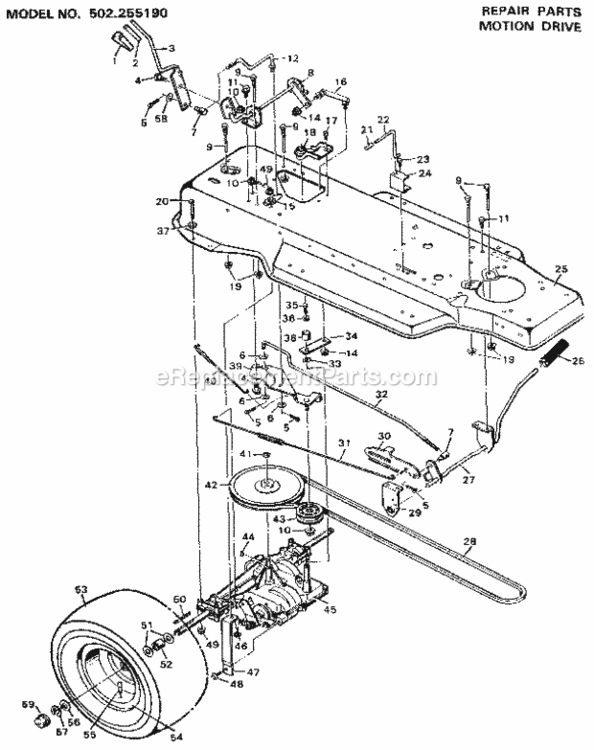 Page B Diagram and Parts List for 502255190  Craftsman Lawn Tractor
