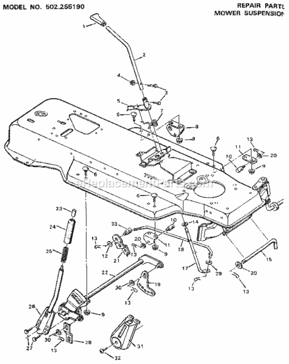 Page D Diagram and Parts List for 502255190  Craftsman Lawn Tractor