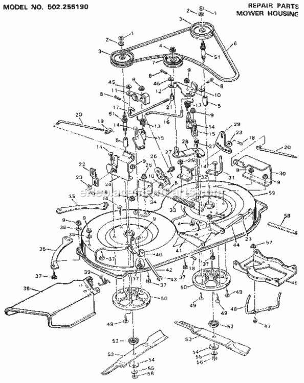 Page E Diagram and Parts List for 502255190  Craftsman Lawn Tractor