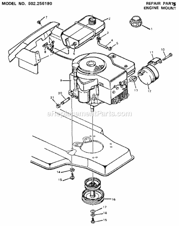 Page G Diagram and Parts List for 502255190  Craftsman Lawn Tractor