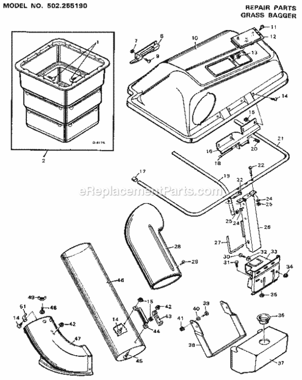 Page H Diagram and Parts List for 502255190  Craftsman Lawn Tractor