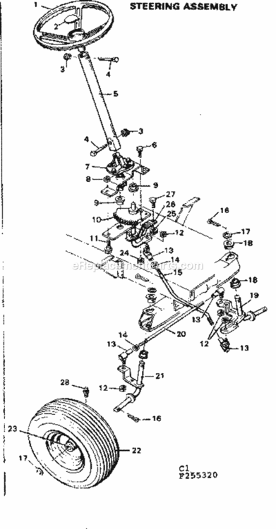 Page C Diagram and Parts List for 502255320  Craftsman Lawn Tractor