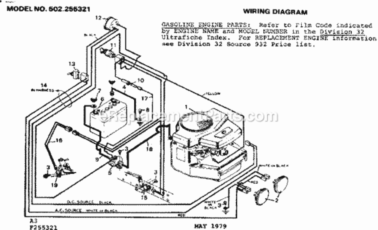 Page A Diagram and Parts List for 502255321  Craftsman Lawn Tractor