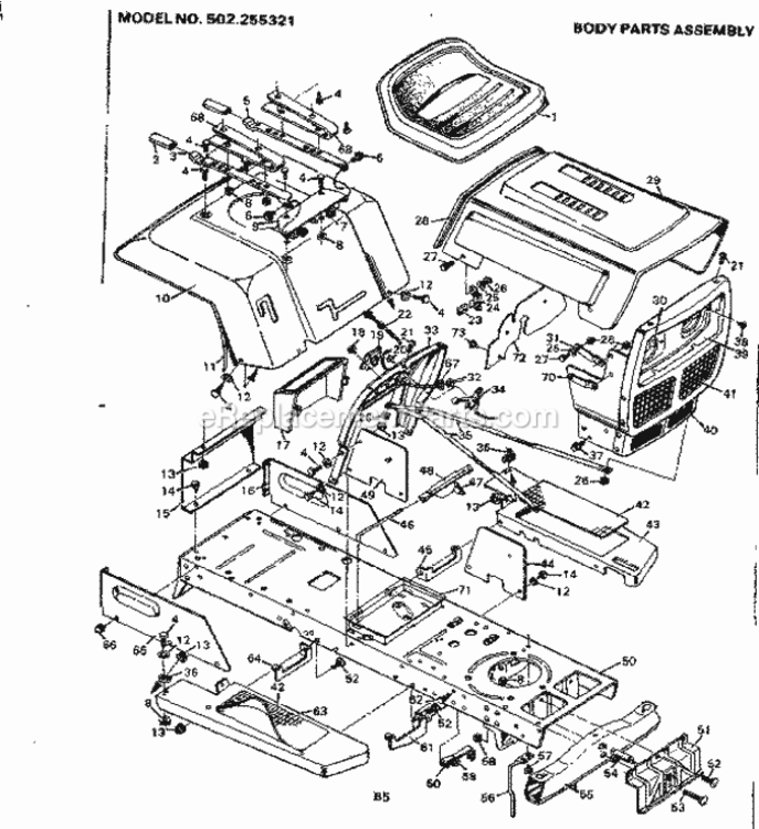 Page B Diagram and Parts List for 502255321  Craftsman Lawn Tractor