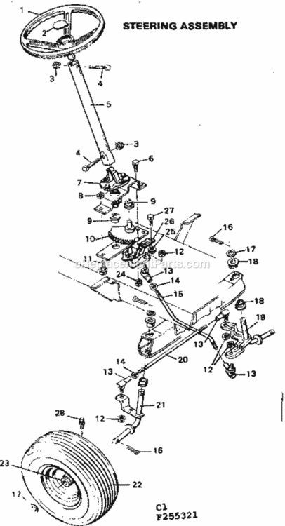 Page C Diagram and Parts List for 502255321  Craftsman Lawn Tractor