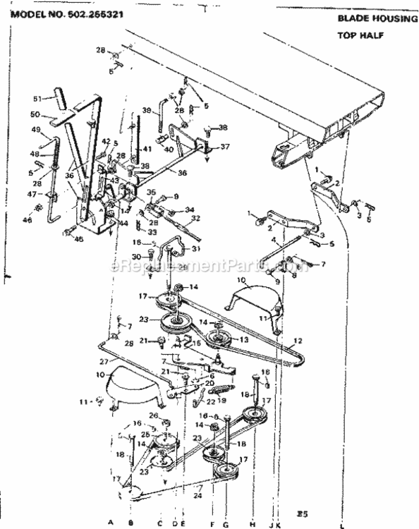 Page E Diagram and Parts List for 502255321  Craftsman Lawn Tractor