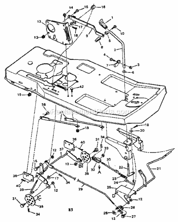Page E Diagram and Parts List for 502255642  Craftsman Lawn Tractor