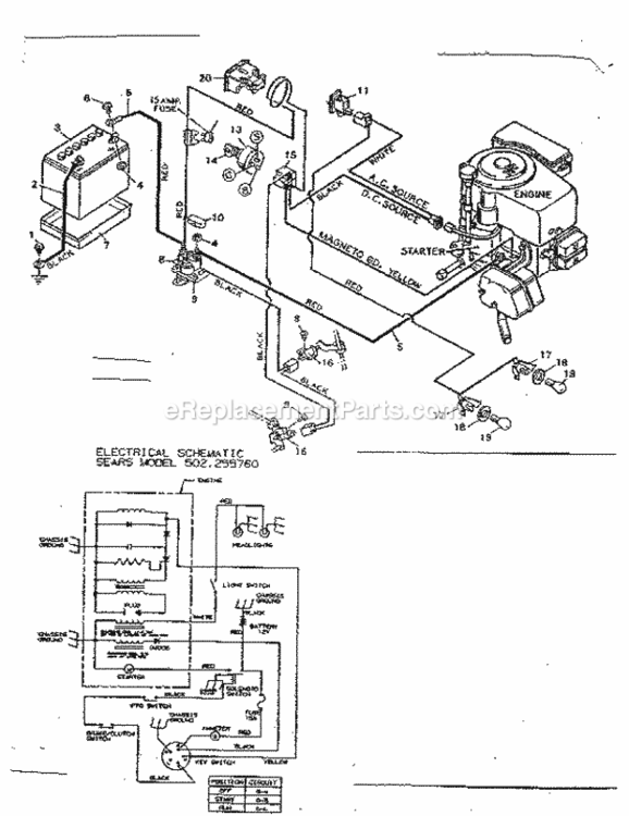 Page E Diagram and Parts List for 502255760  Craftsman Lawn Tractor