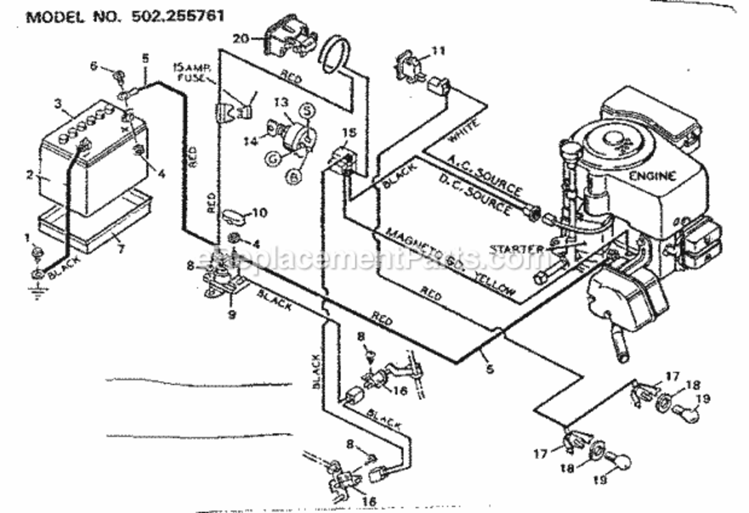 Page G Diagram and Parts List for 502255761  Craftsman Lawn Tractor