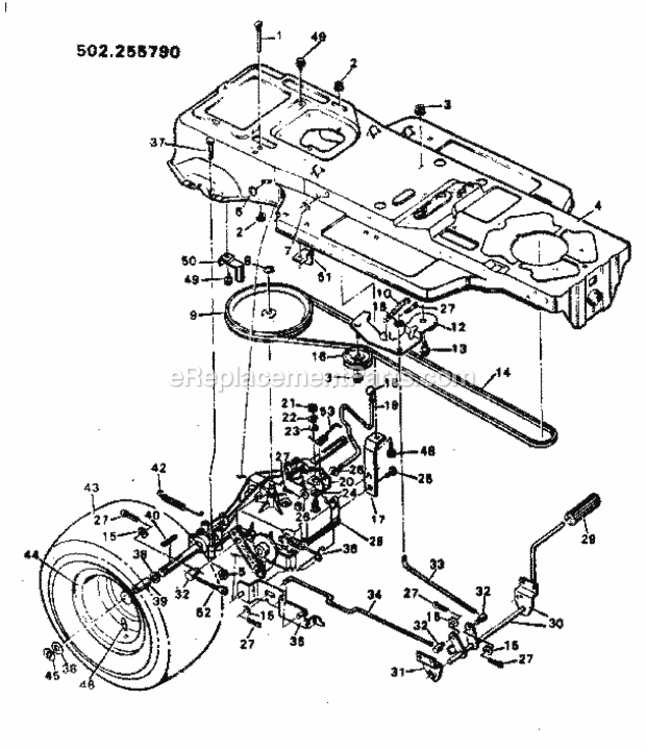 Page C Diagram and Parts List for 502255790  Craftsman Lawn Tractor