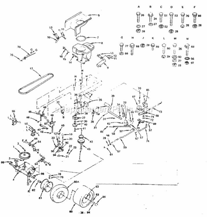Page C Diagram and Parts List for 502255822  Craftsman Lawn Tractor