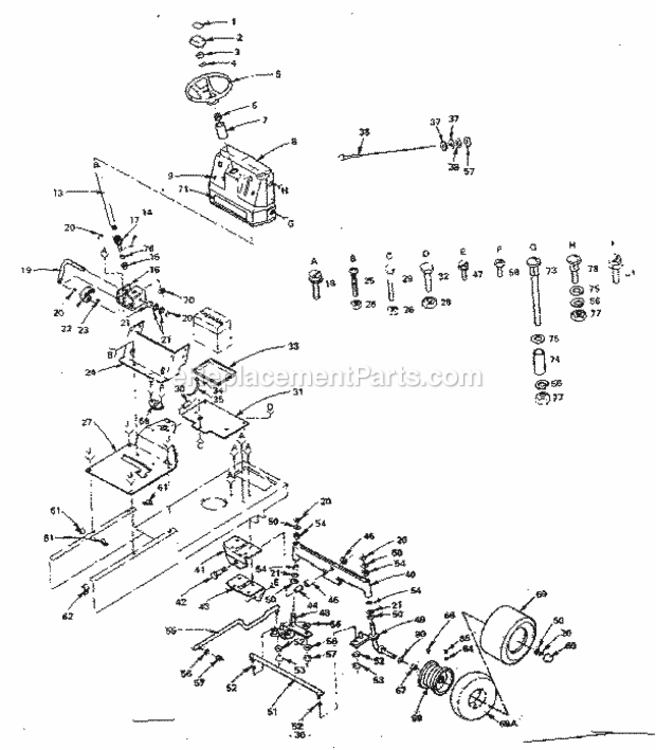 Page D Diagram and Parts List for 502255822  Craftsman Lawn Tractor