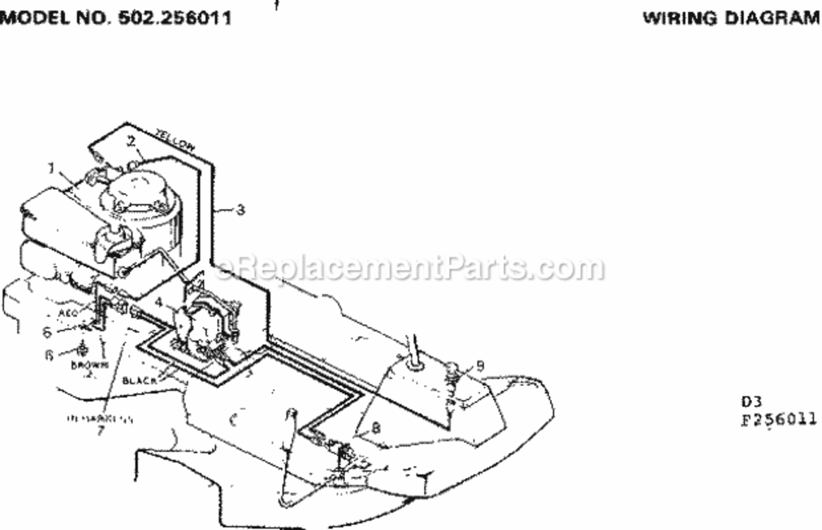 Page D Diagram and Parts List for 502256011  Craftsman Lawn Tractor