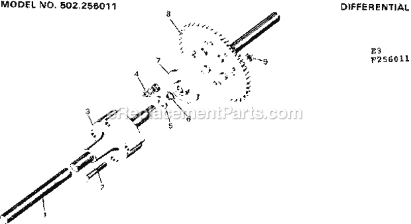 Page E Diagram and Parts List for 502256011  Craftsman Lawn Tractor