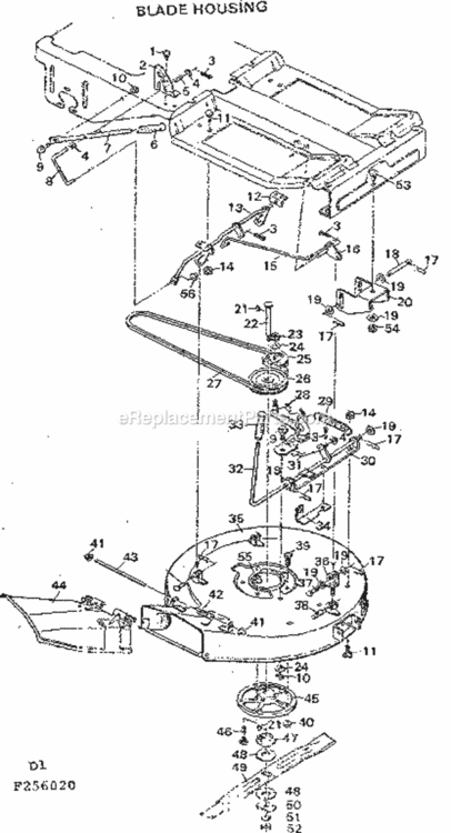 Page D Diagram and Parts List for 502256020  Craftsman Lawn Tractor