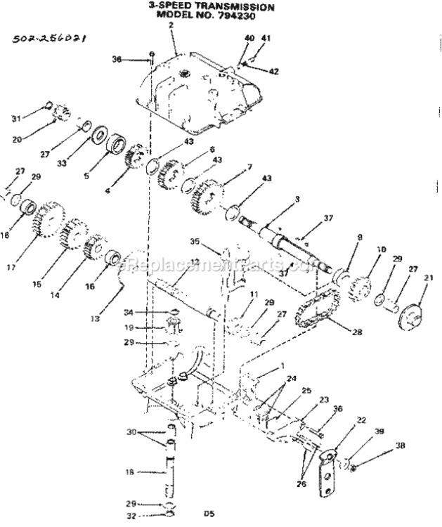 Page D Diagram and Parts List for 502256021  Craftsman Lawn Tractor