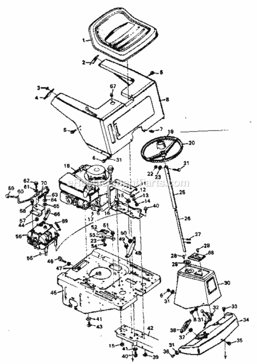 Page C Diagram and Parts List for 502256033  Craftsman Lawn Tractor