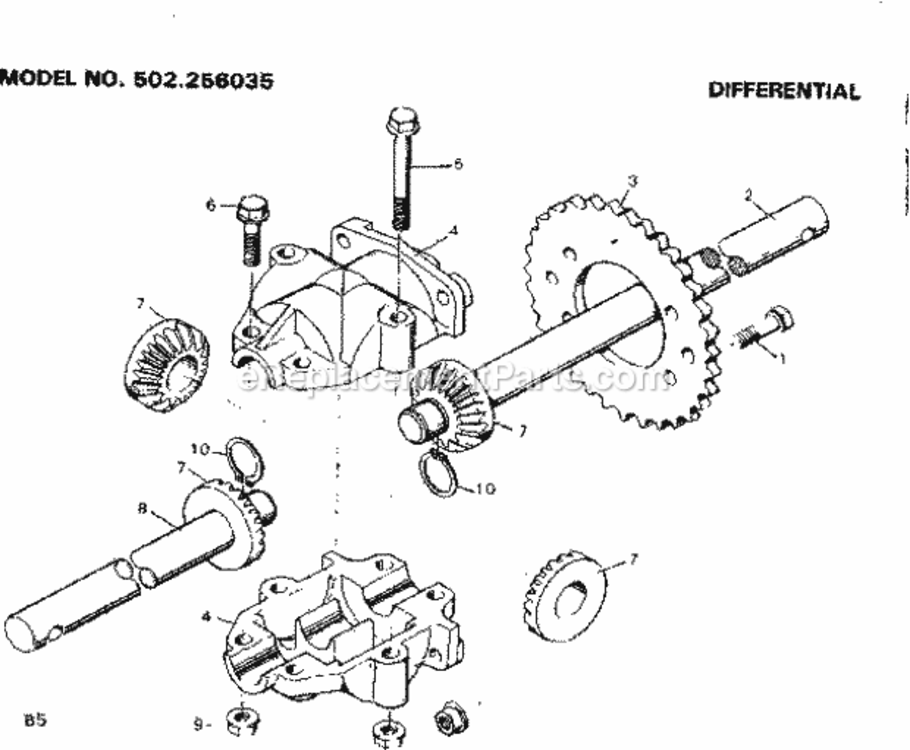 Page B Diagram and Parts List for 502256035  Craftsman Lawn Tractor